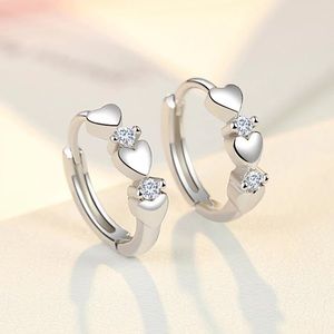 New Sterling Silver 925 Heart Huggie Hoop Earrings